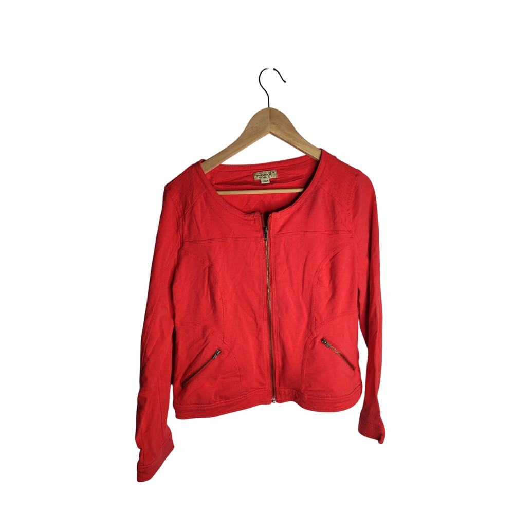 Oneworld Cotton Blend Red Track Jacket Casual size M Women's